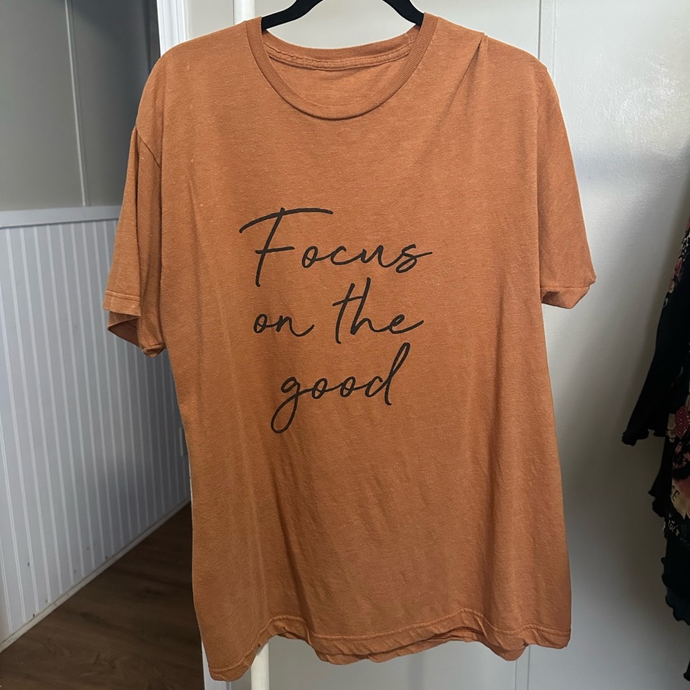 Focus on the Good Orange and Black Graphic Shortsleeve Shirt size 2X